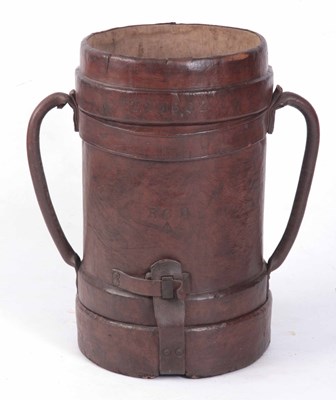 Lot 347 - A LARGE WW1 LEATHER SHELL CARRIER with two...