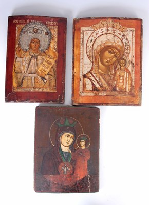 Lot 510 - A COLLECTION OF 3 EARLY RUSSIAN ICONS painted...