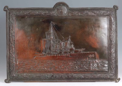 Lot 556 - AN EARLY 20TH CENTURY PRESSED COPPER WALL...