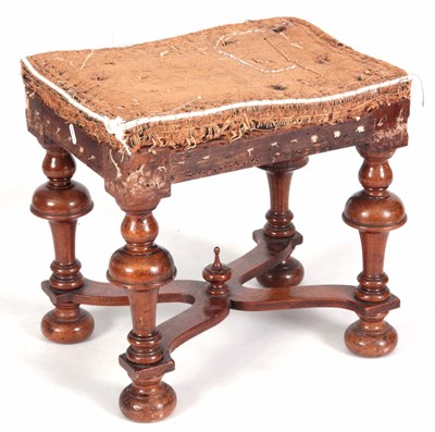 Lot 942 - A 19TH CENTURY QUEEN ANNE STYLE WALNUT STOOL...