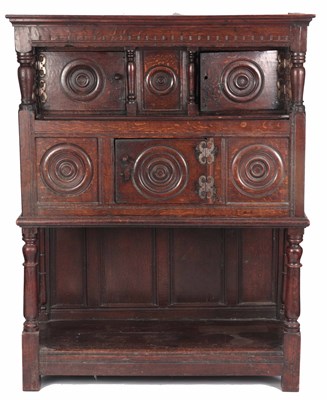 Lot 979 - A LATE 17TH CENTURY JOINED OAK COURT CUPBOARD...