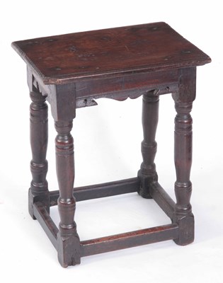 Lot 982 - A 17TH CENTURY OAK JOINT STOOL with moulded...