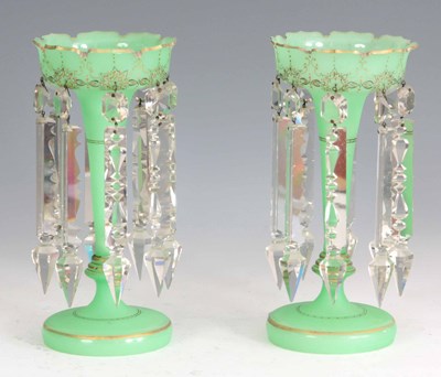 Lot 3 - A PAIR OF LATE 19th CENTURY GREEN GLASS...