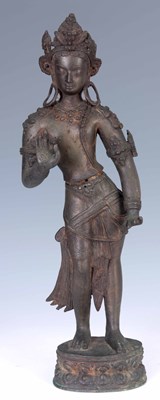 Lot 129 - A TIBETAN BUDDHA BRONZE FIGURE OF A PADMAPANI...