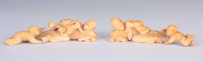 Lot 146 - A PAIR OF 19TH CENTURY SMALL IVORY JAPANESE...