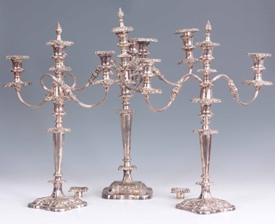 Lot 255 - A SET OF THREE LATE 19th CENTURY SILVER PLATED...