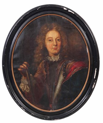 Lot 378 - AN EARLY PORTRAIT OF A GENTLEMAN IN ARMOUR OIL...