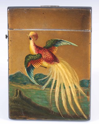 Lot 484 - AN EARLY 19TH CENTURY LACQUERED CARD CASE...