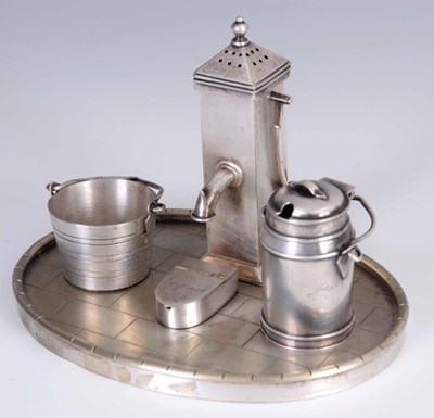 Lot 604 - A 19TH CENTURY NICKEL PLATED NOVELTY CRUET...