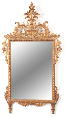 Lot 1002 - A 19TH CENTURY CARVED GILT WOOD HANGING MIRROR...