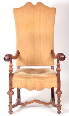 Lot 1004 - AN 18TH CENTURY SPANISH WALNUT ARMCHAIR OF...