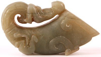 Lot 110 - A carved Jade Cornucopia shaped POSY VASE with...