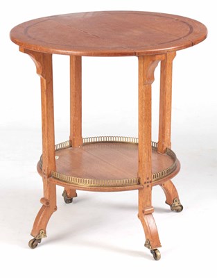 Lot 1010 - AN ARTS & CRAFTS INLAID MAHOGANY OAK CIRCULAR...