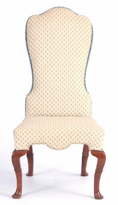 Lot 1017 - A QUEEN ANNE WALNUT UPHOLSTERED SIDE CHAIR...