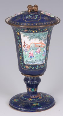 Lot 139 - AN 18TH / 19TH CENTURY CHINESE ENAMEL PEDESTAL...