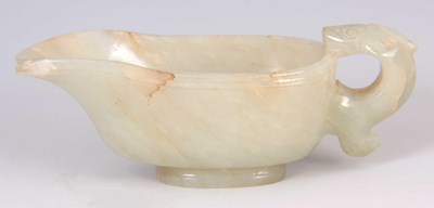 Lot 154 - A CHINESE JADE LIBATION CUP having a stylised...