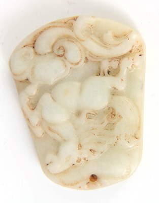 Lot 155 - A 19th CENTURY CHINESE JADE PENDANT with...