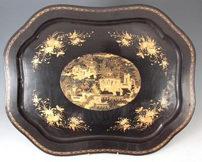 Lot 165 - A 19TH CENTURY CHINESE LACQUERED TRAY with...