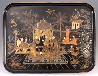 Lot 166 - A LATE 19th CENTURY CHINESE LACQUERED TRAY of...