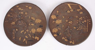 Lot 203 - A PAIR OF MEIJI PERIOD JAPANESE BRONZE AND...