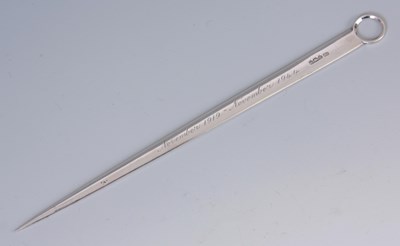 Lot 220 - A SILVER LETTER OPENER of pointed form with...