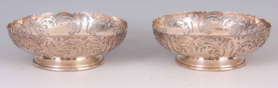 Lot 232 - A PAIR OF SILVER BONBON DISHES with shaped...