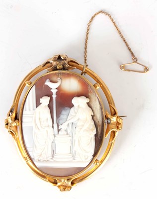 Lot 240 - A GOOD 19TH CENTURY OVAL CARVED CAMEO BROOCH...