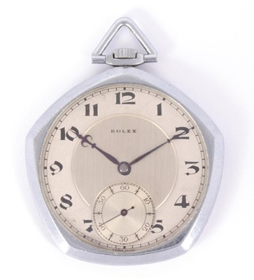 Lot 320 - AN ART DECO VINTAGE STEEL POCKET WATCH BY...