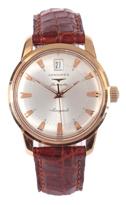 Lot 340 - A GENTLEMAN'S 18K GOLD LONGINES AUTOMATIC...