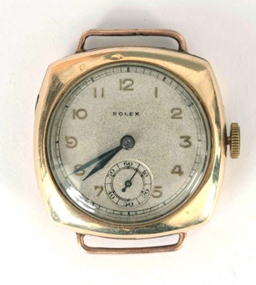 Lot 343 - A VINTAGE 9K GOLD ROLEX WRIST WATCH the square...