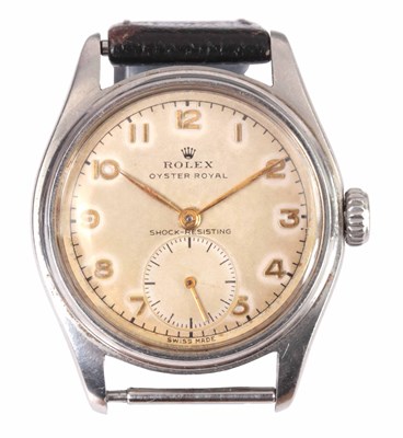 Lot 348 - A 1940'S STEEL ROLEX OYSTER-ROYAL WRIST WATCH...