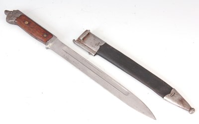 Lot 374 - A DANISH WWII BAYONET having a tapered steel...