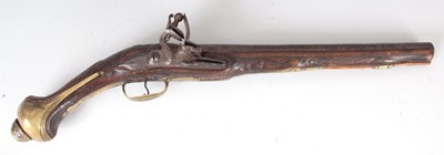 Lot 385 - AN 18TH CENTURY CONTINENTAL FLINTLOCK PISTOL...