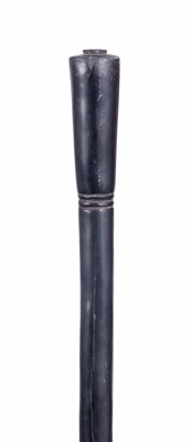 Lot 394 - A 19TH CENTURY EBONY TRIBAL STAFF with carved...