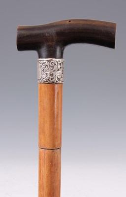 Lot 398 - A LATE 19TH CENTURY MALACCA AND HORN HANDLED...