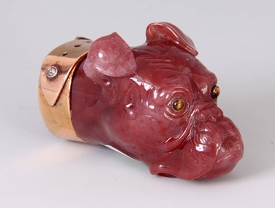 Lot 432 - Att. FABERGE A RUSSIAN CARVED RHODONITE AND...