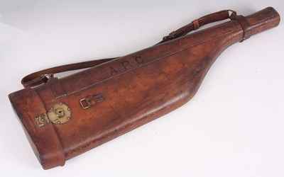 Lot 442 - A GOOD SHOULDER OF MUTTON BROWN LEATHER GUN...