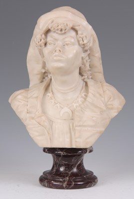 Lot 453 - A LATE 19TH CENTURY WHITE MARBLE BUST...