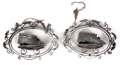 Lot 457 - A PAIR OF DUTCH IRON WORK COBBLERS SHOP SIGNS...