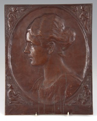 Lot 460 - AN EARLY 20TH CENTURY BRONZE PORTRAIT PLAQUE...