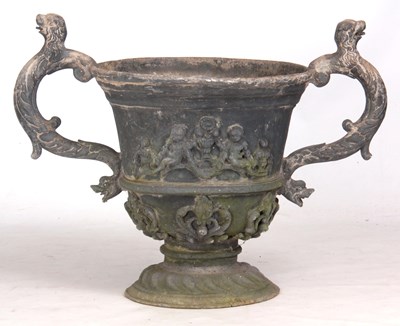 Lot 482 - AN EARLY 19TH CENTURY CAST LEAD URN with...