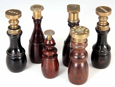 Lot 484 - A SELECTION OF SIX 18TH CENTURY TURNED LIGNUM...