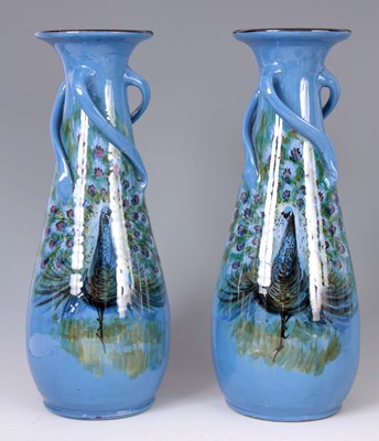 Lot 49 - A PAIR OF ART NOVEAU STYLE POTTERY VASES BY...