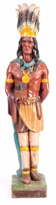 Lot 529 - AN AMERICAN VINTAGE PAINTED WOODEN INDIAN...