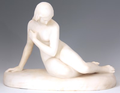 Lot 550 - A 19TH CENTURY WHITE MARBLE FIGURE OF 'EVE AT...