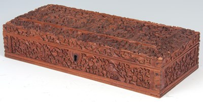 Lot 585 - A LATE 19TH CENTURY SANDALWOOD RECTANGULAR...