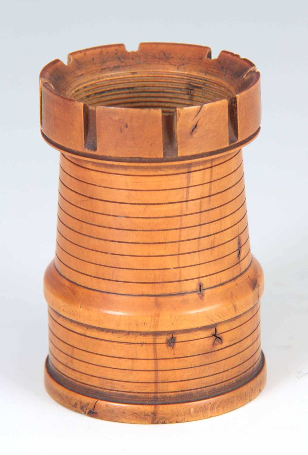 Lot 588 - A 19TH CENTURY TREEN BOXWOOD POT formed as a