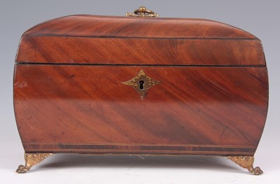 Lot 596 - A LATE GEORGIAN FIGURED MAHOGANY AND EBONY...