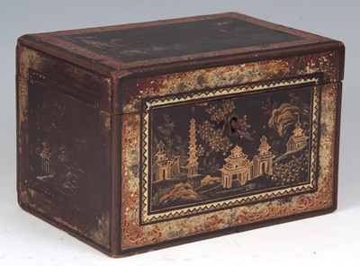 Lot 597 - AN EARLY 19TH CENTURY CHINESE LACQUERED TEA...