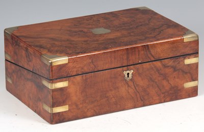 Lot 603 - A VICTORIAN FIGURED WALNUT AND BRASS BOUND...